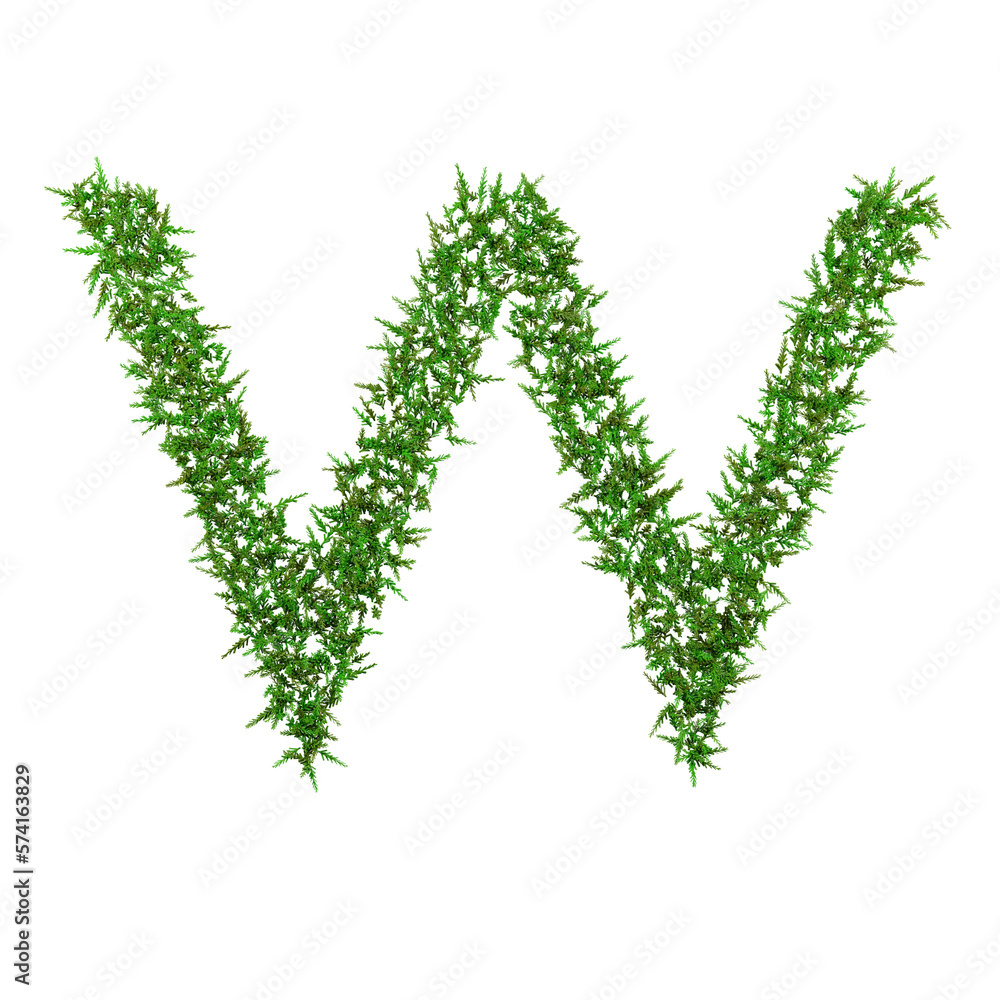 Upper letters of green grass alphabet isolated on white background. 3d illustration Upper letters of green grass alphabet isolated on white background. 3d illustration