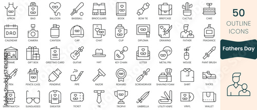 Set of fathers day icons. Thin linear style icons Pack. Vector Illustration