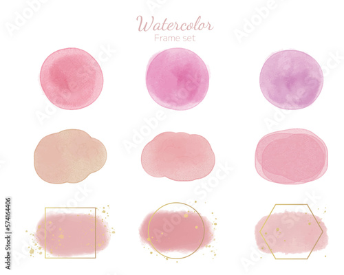 水彩テクスチャのアイコンセット　ピンク系