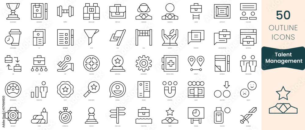 Set of talent management icons. Thin linear style icons Pack. Vector Illustration