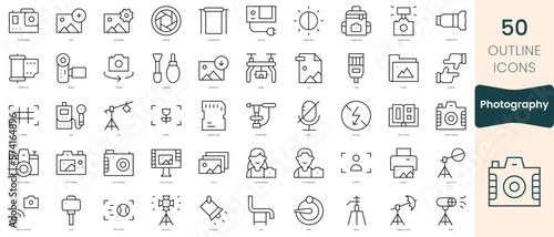 Set of photography icons. Thin linear style icons Pack. Vector Illustration