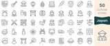 Set of japan icons. Thin linear style icons Pack. Vector Illustration