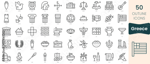 Set of greece icons. Thin linear style icons Pack. Vector Illustration