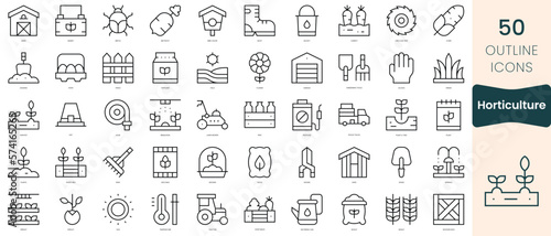 Set of horticulture icons. Thin linear style icons Pack. Vector Illustration