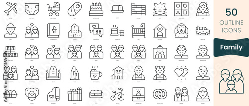 Set of family icons. Thin linear style icons Pack. Vector Illustration