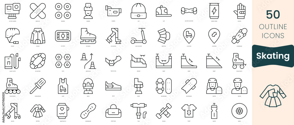 Set of skating icons. Thin linear style icons Pack. Vector Illustration Set of skating icons. Thin linear style icons Pack. Vector Illustration