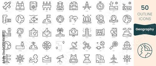 Set of geography icons. Thin linear style icons Pack. Vector Illustration