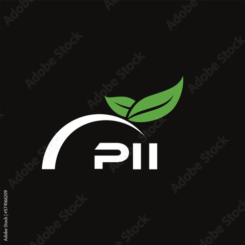 PII letter nature logo design on black background. PII creative initials letter leaf logo concept. PII letter design. photo