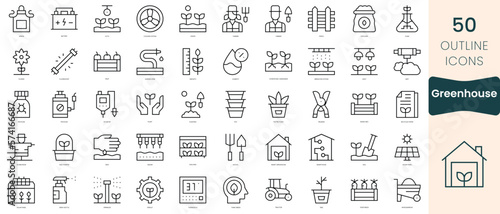 Set of greenhouse icons. Thin linear style icons Pack. Vector Illustration