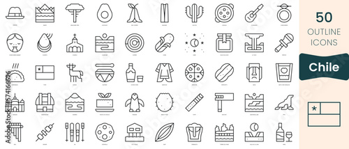 Set of chile icons. Thin linear style icons Pack. Vector Illustration