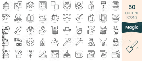 Set of magic icons. Thin linear style icons Pack. Vector Illustration