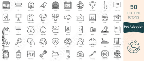 Set of pet adoption icons. Thin linear style icons Pack. Vector Illustration