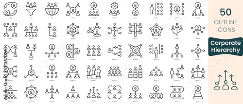Set of corporate hierarchy icons. Thin linear style icons Pack. Vector Illustration