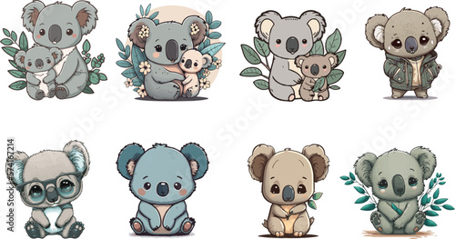 Vector collection of cute koala for children cartoons. Collection of koala