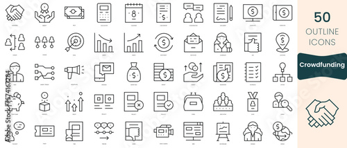 Set of crowdfunding icons. Thin linear style icons Pack. Vector Illustration photo