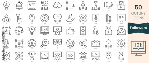Set of followers icons. Thin linear style icons Pack. Vector Illustration