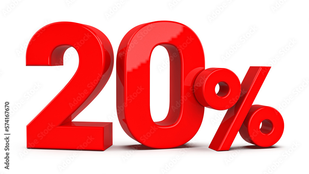 Promotion 20 Percent 3d red number percent Promotion 20 Percent 3d red number percent