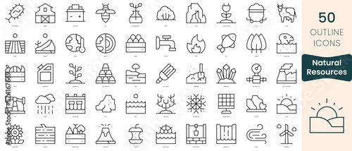 Set of natural resources icons. Thin linear style icons Pack. Vector Illustration