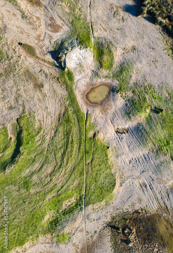 An aerial topdown view of a landscape