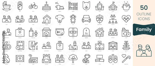 Set of family icons. Thin linear style icons Pack. Vector Illustration