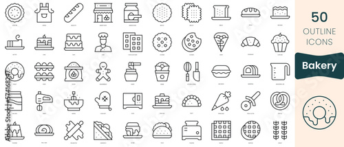 Set of bakery icons. Thin linear style icons Pack. Vector Illustration