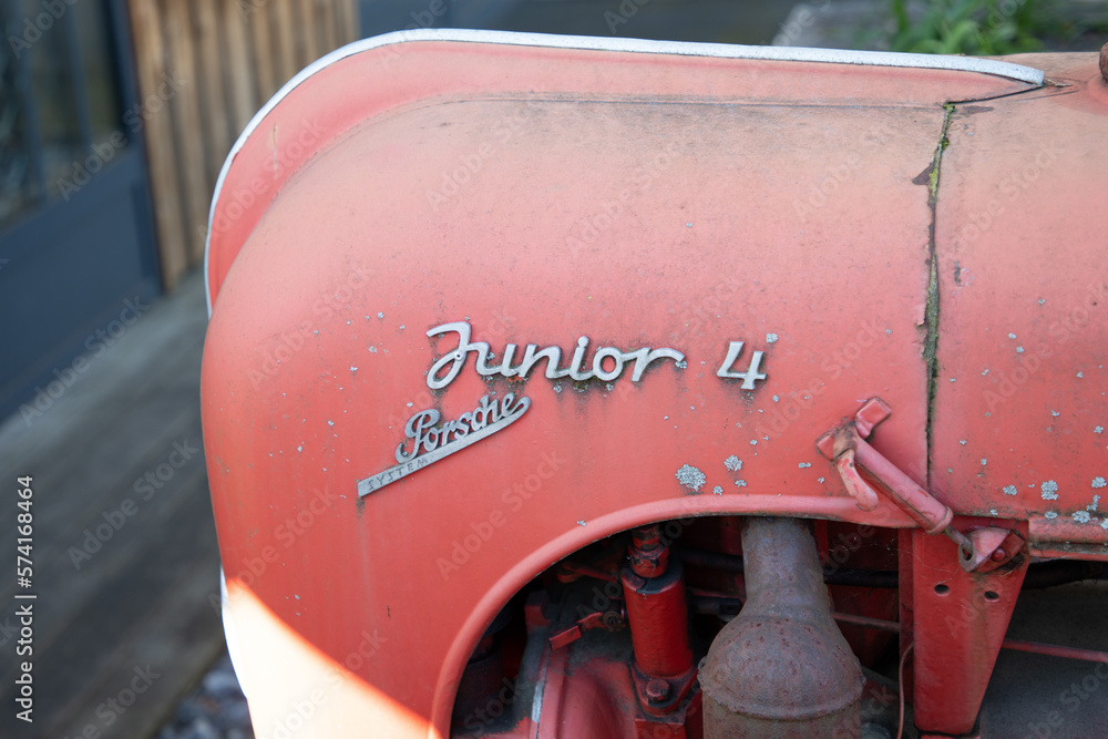 Porsche logo brand text Tractor junior system 4 sign vintage Classic