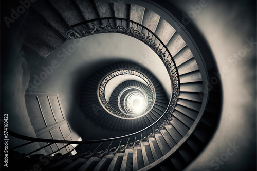 Directly Above Shot Of Spiral Staircase In Building