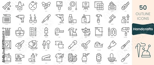 Set of handcrafts icons. Thin linear style icons Pack. Vector Illustration