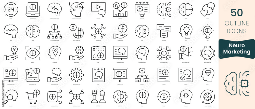 Set of neuromarketing icons. Thin linear style icons Pack. Vector ...