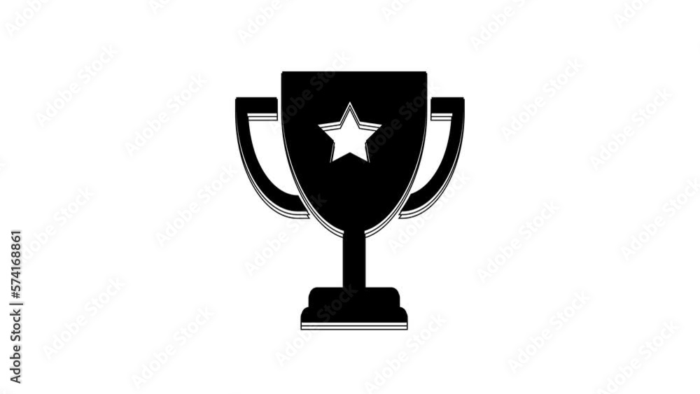 Black Trophy cup icon isolated on white background. Award symbol. Champion cup icon. 4K Video motion graphic animation Black Trophy cup icon isolated on white background. Award symbol. Champion cup icon. 4K Video motion graphic animation
