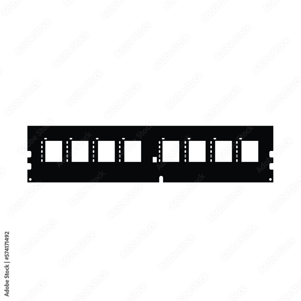 RAM Memory Silhouette. Black and White Icon Design Element on Isolated White Background RAM Memory Silhouette. Black and White Icon Design Element on Isolated White Background