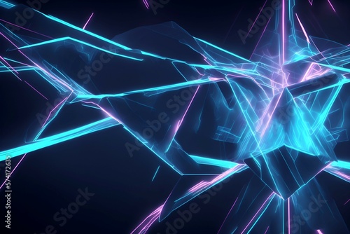 abstract technology blue background with stars. Abstract technology design with neon colors and grid lines.