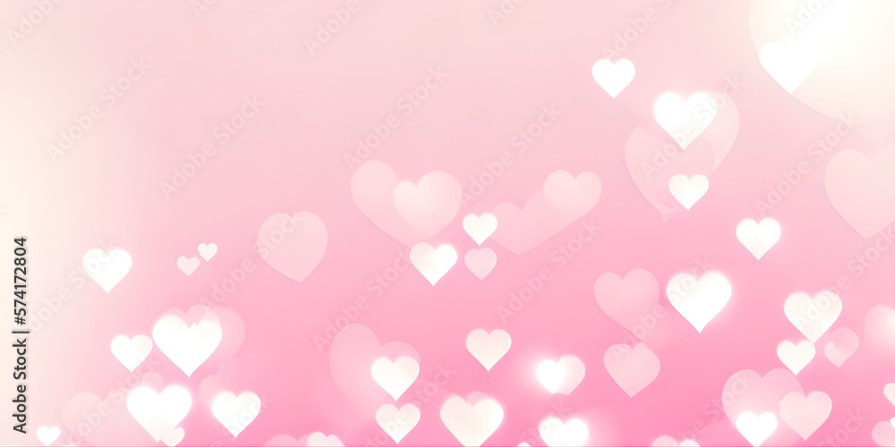 valentine background with white hearts, illustration, Generative, AI