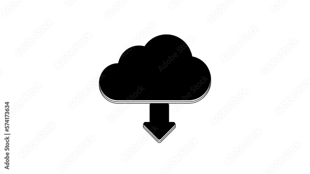 Black Cloud download icon isolated on white background. 4K Video motion graphic animation Black Cloud download icon isolated on white background. 4K Video motion graphic animation
