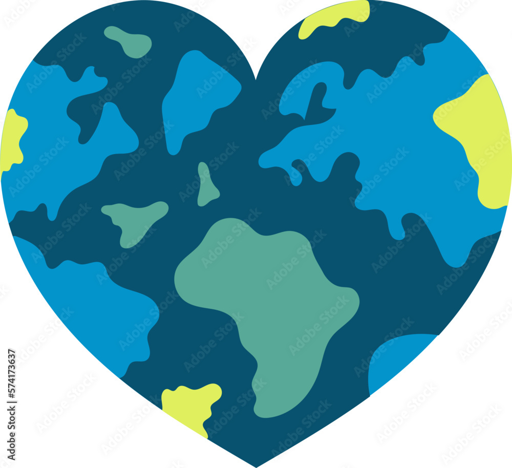 Heart shaped earth illustration