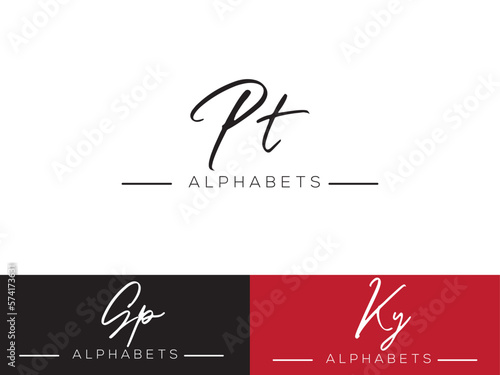 Colorful PT logo, Signature PT Fashion Logo Icon Vector Image Design for your business