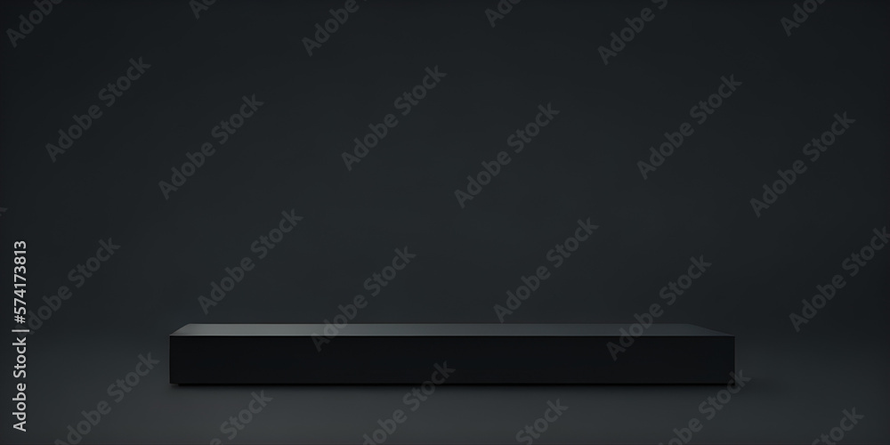 empty shelf on a black wall background, illustration, Generative, AI empty shelf on a black wall background, illustration, Generative, AI