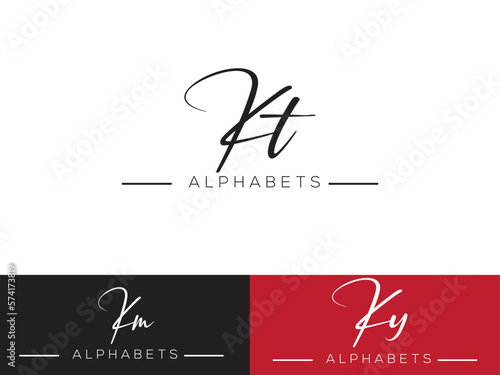 Colorful KT logo, Signature KT Fashion Logo Icon Vector Image Design for your business