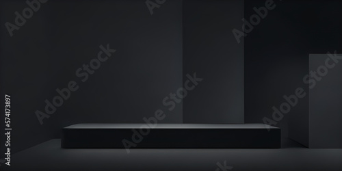 empty shelf on a black wall...