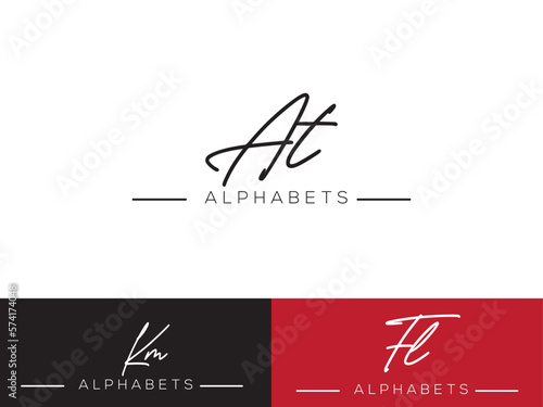 Colorful AT logo, Signature AT Fashion Logo Icon Vector Image Design for your business