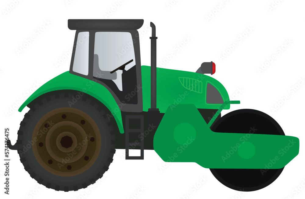Obraz premium Green road roller. vector illustration