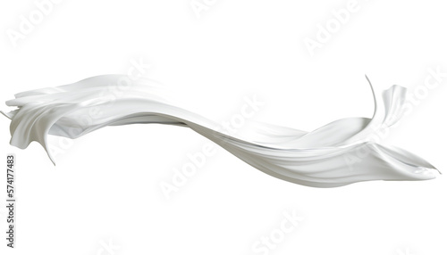 white fabric cloth flowing on wind, wave flying movement, 3d rendering photo