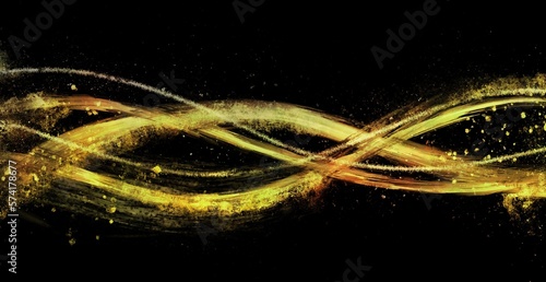 Canvas Print 躍動感ある光の線 和風 黒背景 横長, Vibrant Japanese style light line