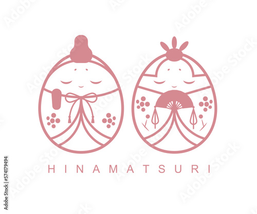 ひな人形（たまご型）のイラスト素材 ベクター 線画 桃の節句 ひな祭り