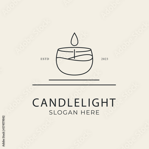 candle light line art logo design vector illustration.