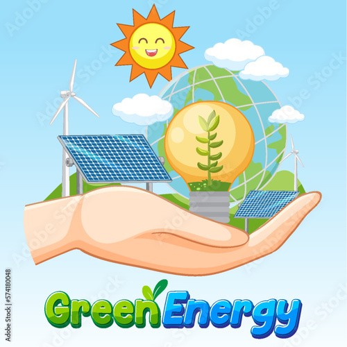 Green energy from natural resources vector concept