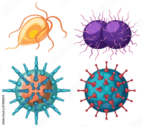 Set of virus and bacteria icons