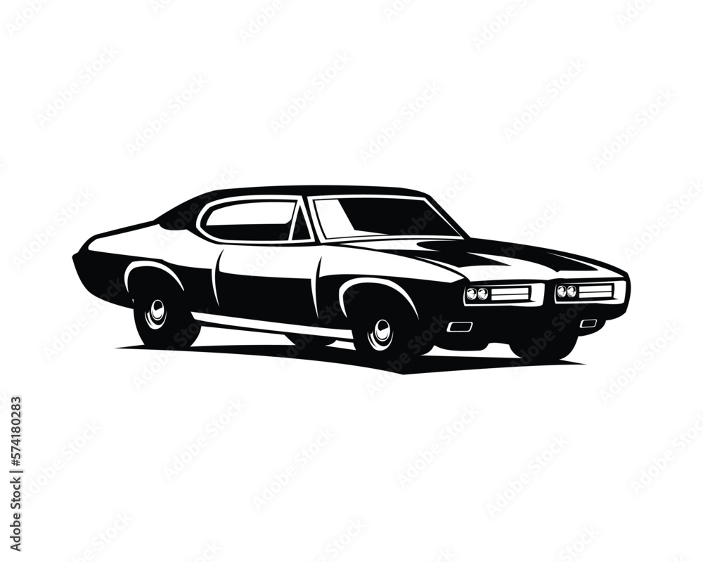 Pontiac gto judge car vector design silhouette. isolated white background view from side. Best for badge, emblem, icon, sticker design, car industry. vector illustration available in eps 10.
