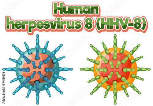 Human herpesvirus 8 (HHV 8) on white background photo
