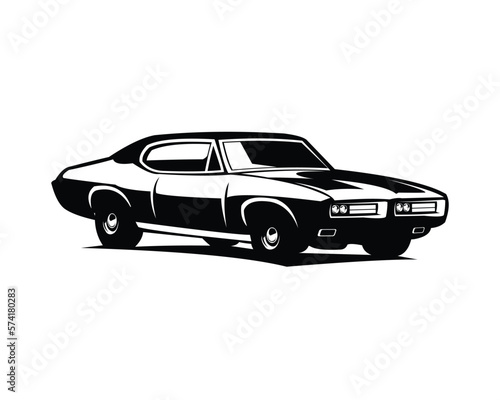 Pontiac gto judge car vector design silhouette. isolated white background view from side. Best for badge, emblem, icon, sticker design, car industry. vector illustration available in eps 10.